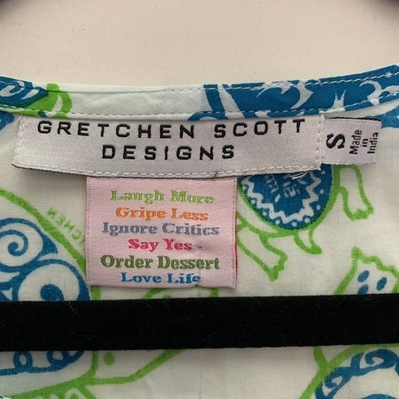 GRETCHEN‎ SCOTT Blue & Green Turtle Print Cotton Tunic Dress - NWT - Picture 11 of 13